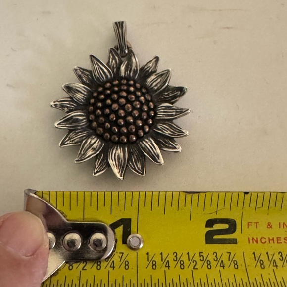 James Avery Wild Sunflower Pendant Silver and Bronze 1.5 Inch across - Picture 4 of 4